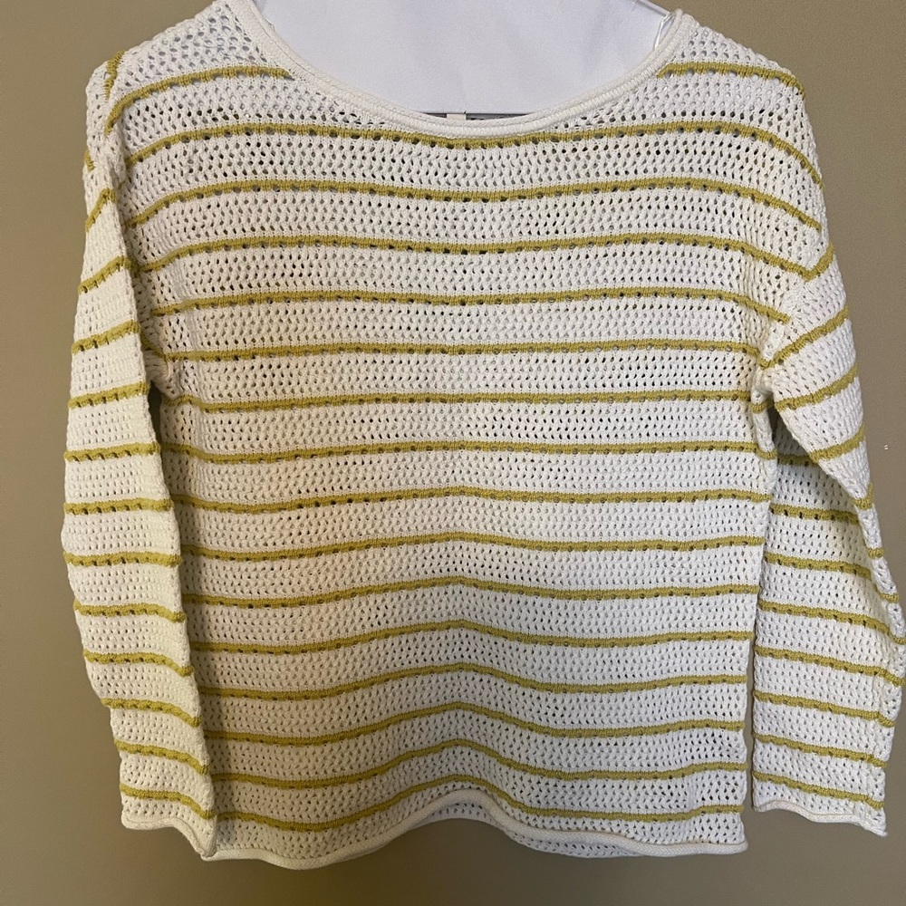 Fat Face White and Yellow Striped Sweater